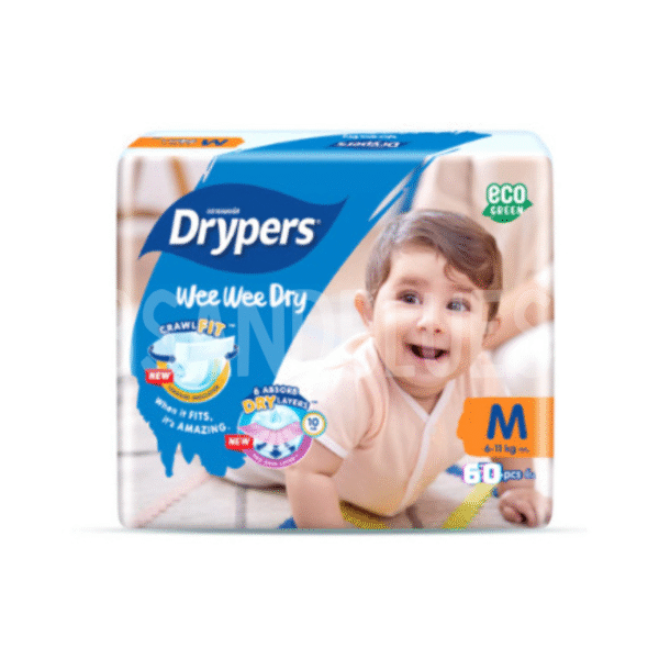 Drypers Wee Wee Dry Size Medium 60 Pcs Pack