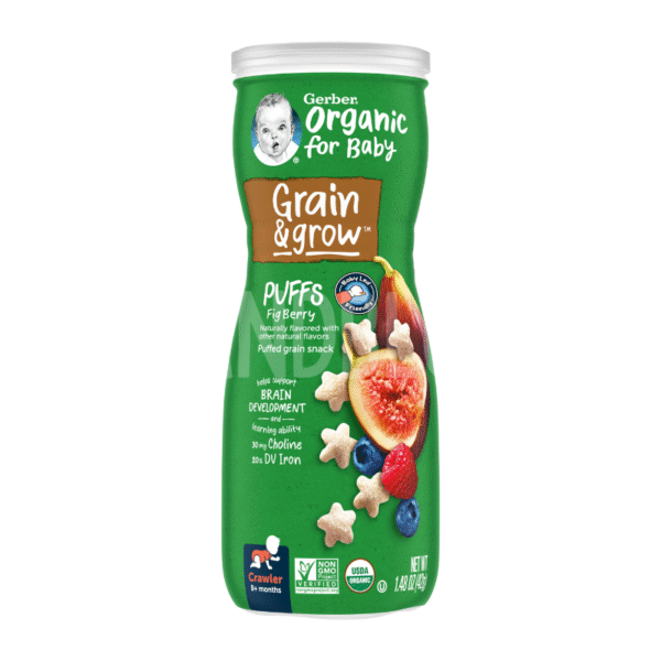 Gerber Baby Grain & Grow Puffs, Fig Berry, 8M+