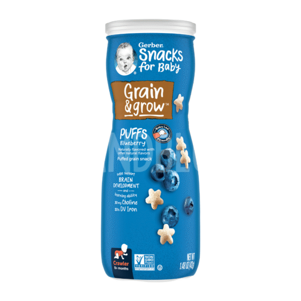 Gerber Snacks for Baby Grain & Grow Puffs, Blueberry, 8m+ 42g