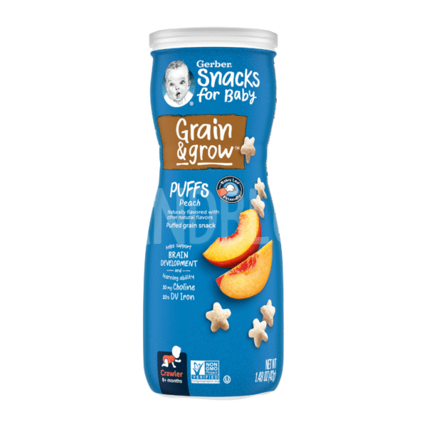 Gerber Snacks for Baby Grain & Grow Puffs, Peach, 42G 8m+