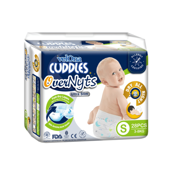 Velona Cuddles Overnyts Ultra Slim Baby Diapers S 28 Pcs (3-8kg)